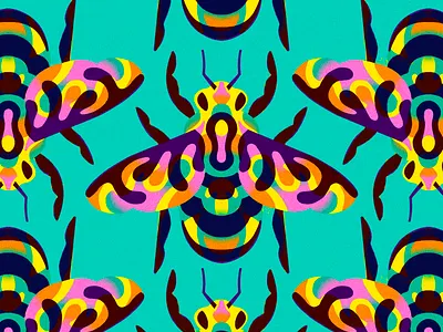 Honey Bees for you and me 🍯🐝 bees gradient illustration nature pattern