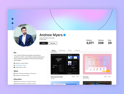 Profile page branding dailyui design graphic design profile profile page ui web design website