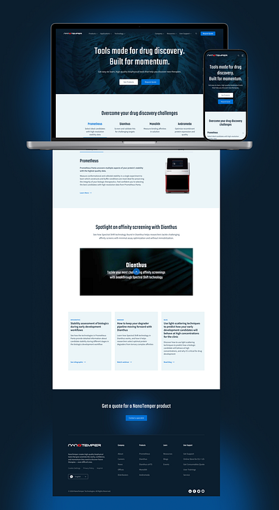 NanoTemper Technologies biotechnology research company design professional professional website responsive design uiux upqode web design web development wordpress wordpress design wordpress development