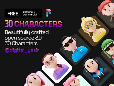 3D Characters Free 3d 3d characters 3d icons 3d items animation app branding design graphic design illustration logo motion graphics typography ui ux vector