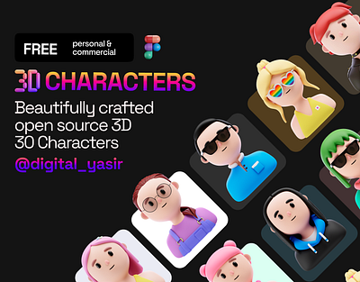 3D Characters Free 3d 3d characters 3d icons 3d items animation app branding design graphic design illustration logo motion graphics typography ui ux vector