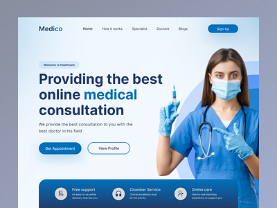Medical Healthcare service web design animation branding design illustration landing page ui visual design web design website design