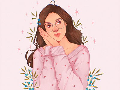 Commission art artwork book book cover branding child children book children illustration commission design girl graphic design illustration leaves logo pink portrait social media ui website