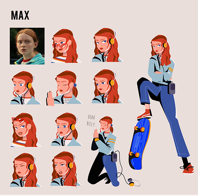 Stranger Things - Max 2d animation character design illustration max netflix skate skateboard stranger sugar blood things vans vector