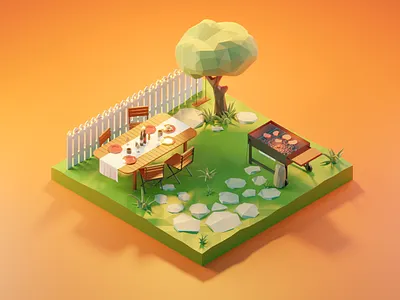 Backyard 3d 3dart blender design graphic design illustration isometric