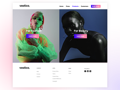 Product page design - Vestico design digital design graphic design home page landing landing page design logo product design product page tech company tech portfolio ui ux web web design website