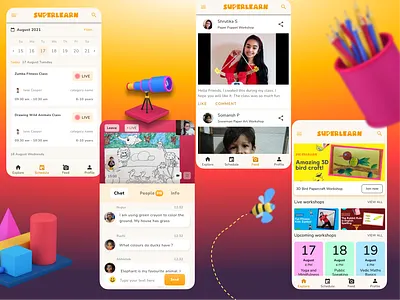 Kids Class Scheduling app classroom app design kids app kids ui
