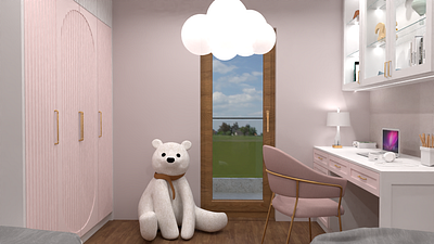 Romantic style bedroom for girls 3d bedroom classic style design furniture design girls bedroom interior design kids bedroom modern style pink romantic style sketchup