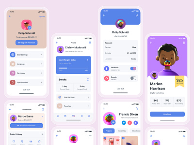 Profile UI KIT app design kit mobile profile template tramkam ui