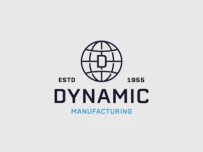 Manufacturing Co. Logo bold type d logo dynamic earth erbaum estd estd logo globe graphic design letter d line logo logo logo design logodesign manufacturing manufacturing logo mark simple symbol world