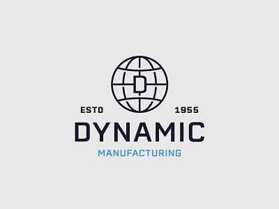 Manufacturing Co. Logo bold type d logo dynamic earth erbaum estd estd logo globe graphic design letter d line logo logo logo design logodesign manufacturing manufacturing logo mark simple symbol world