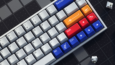 Retro United Airlines Keycaps 3d cinema4d desktop keyboard keycaps redshift
