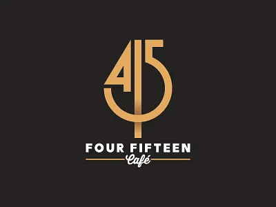 Four Fifteen Café 415 branding cafe café custom emblem emblema food logo logotipo logotype monogram numbers oias restaurant restaurante typography wordmark yellow
