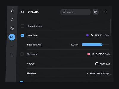 menu design for n1ghtmare app blue branding cheat csgo design exe figma gta hack illustration logo menu samp software ui uiux ux web