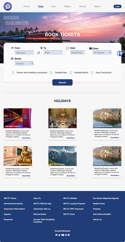 IRCTC train Website 'Redesign' design illustration irctc typography ui ux vector website