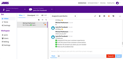 Janis.ai AI Integration Workspace artificial intelligence inbox nlp saas software
