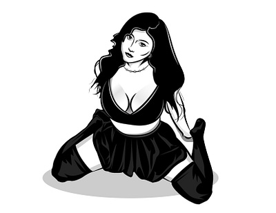 Sexy Girl silhouette black and white design graphic design illustration logo vector