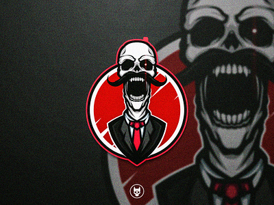 Overtime is Over black branding dead depressed design esports graphic design halloween illustration logo mascot logo over people scream skeleton skull suit tired tuxedo vector