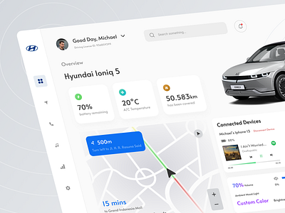 Electric vehicle monitoring dashboard automotive clean dashboard design electric electric car electric vehicle futuristic go green hyundai maps minimal smart car smart device smart vehicle technology ui ui design ux vehicle