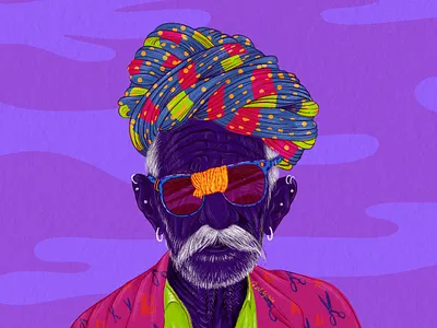 Rajasthani Man Portrait-2 clean design digitalart graphic design illustration portrait procreate procreateart