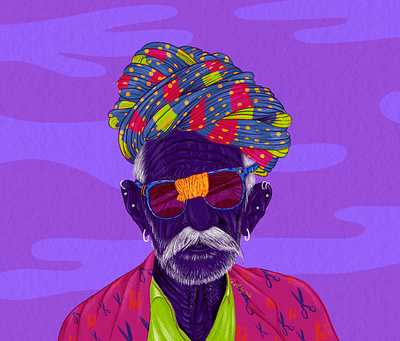 Rajasthani Man Portrait-2 clean design digitalart graphic design illustration portrait procreate procreateart
