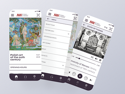 Audio guide app app design design figma gallery inclusive design mobile app museum player ui ux visibility options