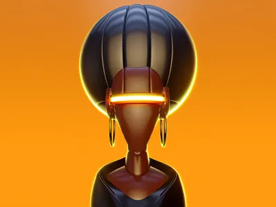 AF-1 3d art concept cyborg design fashion hair hard illustration model render retro robot style surface woman