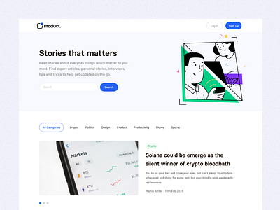Blog Home — Product UI blog blog home ui blog ui blogs blogs page clean ui interface minimal ui product product design ui website