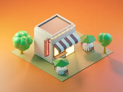 Coffee shop ☕️ 3d 3dart blender design graphic design illustration isometric