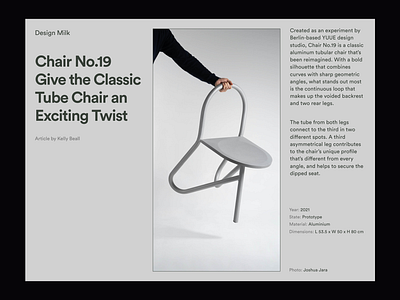 Classic Tube Chair clean design design figma furniture grid layout magazine minimal typography white space