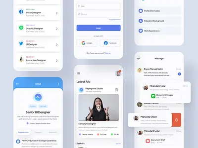 Job portal app app cards clean discover home job listing minimal portal work workspace