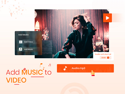 Add Music to Video -UI app banner design graphic design typography ui ux