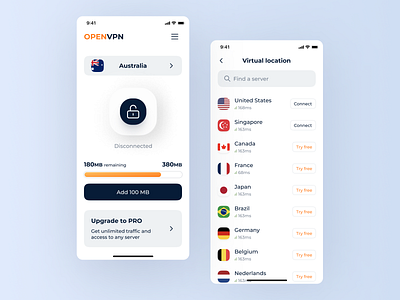 OpenVPN — Service for the freedom-loving app design typography ui ux