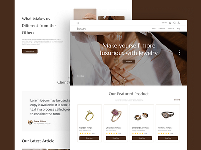 jewelry ecommerce landing page accesories catalogue diamond ecommerce fashion homepage jewellery jewelry landing page layout marketplace minimalis ring shop shopping store typhography web design website whitespace