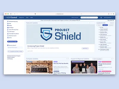 MDP Central Intranet interface intranet ui ux web design