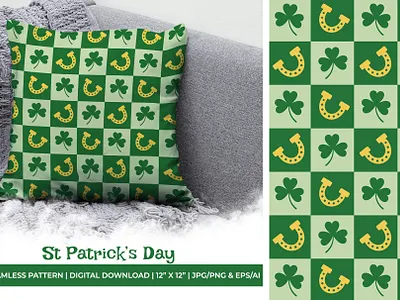 St Patrick's Day Seamless Pattern apparel check clothes clover cool horse shoe lucky pattern print saint patricks day shamrock st patricks day trendy