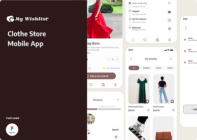 My Wishlist clothing store e commerce mobile ui wishlist