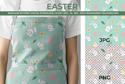 Easter Seamless Pattern apparel bunny clothes cute design easter flower pattern print rabbit seamless trendy