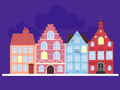 Scandinavian houses architecture graphic design home houses illustration night scandinavian vector