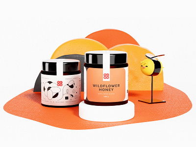 Flora Honey 3d bee blender branding character design graphic design honey illustration logo packaging render