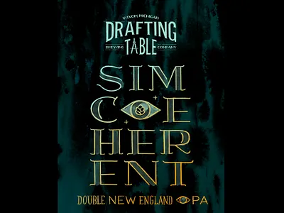 Simcoeherent IPA beer beer label branding brewery dark eyeball hand drawn hand lettering hops illustration india ink ipa lettering moody beer outline outline type packaging simcoe typography watercolor