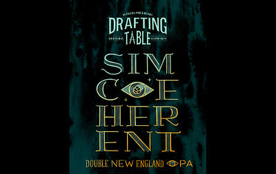 Simcoeherent IPA beer beer label branding brewery dark eyeball hand drawn hand lettering hops illustration india ink ipa lettering moody beer outline outline type packaging simcoe typography watercolor