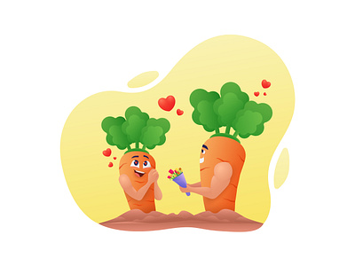 Carrot Love carrot carrot cartoon cartoon cartoon carrot divinetoons gradient illustration love propose red vegetable
