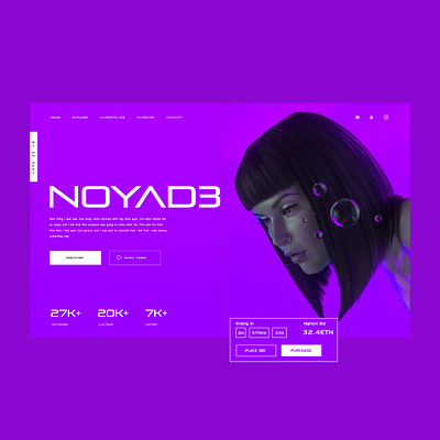 Noyad3 Website Ui Design Concept bitcoin crypto design graphic design meta metaverse nft nft for sale photography ui ui design ux ux design web design
