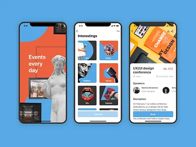 Events App iOS app apple art book design events graphic design illustration ios iphone logo mobil mobile mobile app typography ui ux