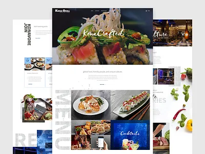 Unique American Restaurant american grill blue bubbles cocktails colorful eating eats fancy food food service grill restaurant steak sushi ui user experience user interface design ux web design website