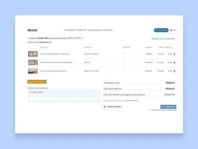 Rental minimalistic product rental ui design website