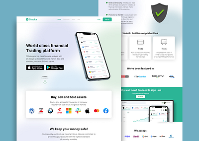 Webpage landing page stock trading ui