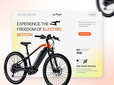 E-Bike Landing Page bicycle cycling digital design e bike service e bike website ebike design ebike landing page ecommerce design electric bike landing page product page design rental responsive design ride ui inspiration uiux ux design vehicle web design