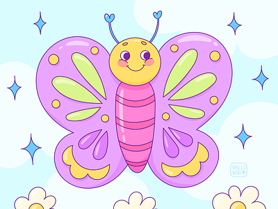 Doodle Butterfly character, Funny cartoon art illustration art artist butterfly cartoon character concept design doodle female flower girl girly illustration purple woman